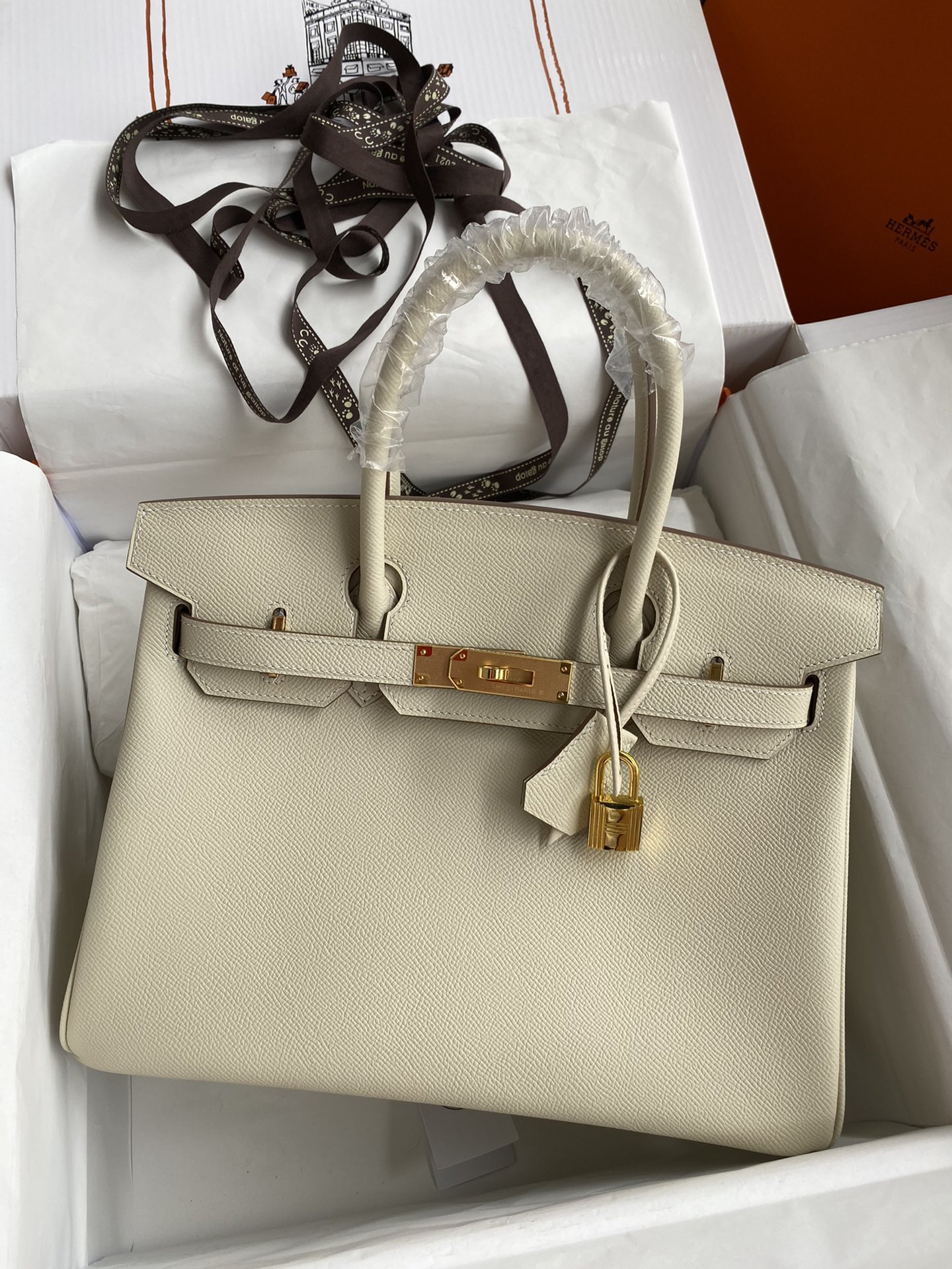 Hermes Birkin 35CM Epsom Leather Handbag Cream White